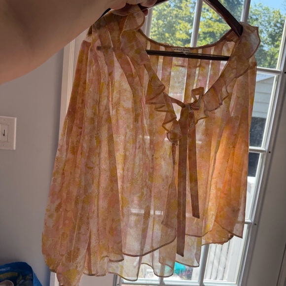 For Love and Lemons Melanie Blouse Floral size XS Oversized Flowy - Picture 9 of 12